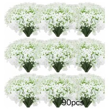 90 Pcs Artificial Baby Breath Flowers, Gypsophila Real Touch, White