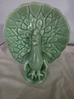 Green Peacock Ceramic Wall Pocket Planter Vintage USA McCoy MCM