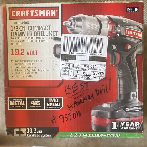 Trapano avvitatore a percussione Craftsman Cordless 1/2" C3 19,2 Volt KIT COMPLETO NUOVO - Foto 1 di 4