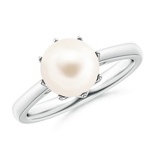 Angara 8mm Freshwater Pearl Crown Ring in Sterling Silver 6.5,