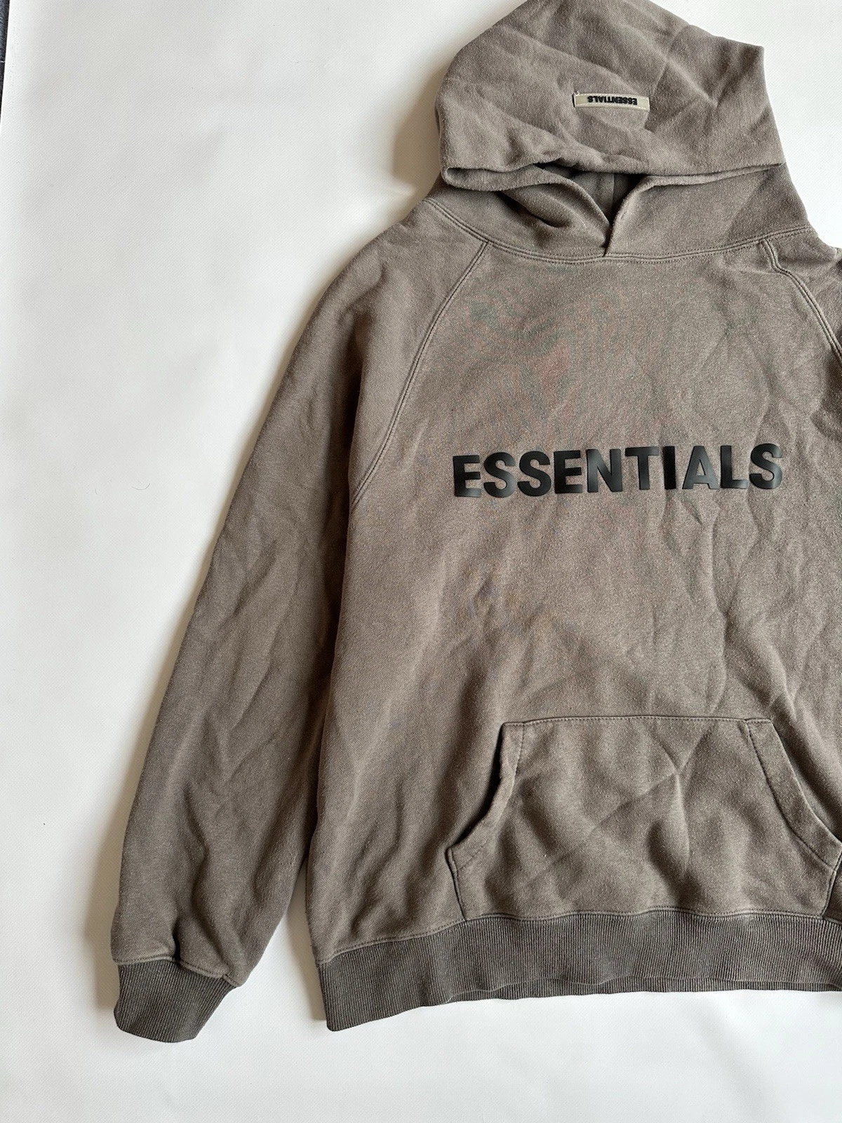 Felpa con cappuccio Essentials Fear Of God grande logo uomo marrone taglia S streetwear rara hype