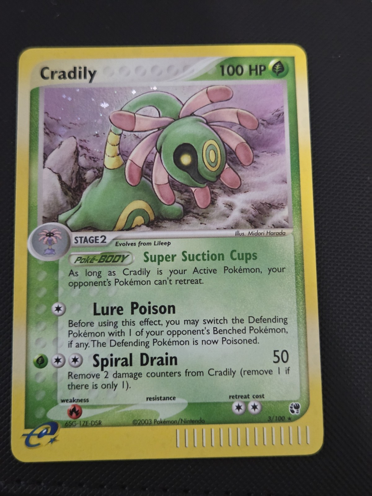 Pokemon Collectible Cards, Cradily, HOLO, 3/100, Sandstorm, 2003 Near Mint