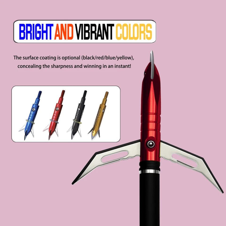 USA 12Pcs Hunting 100 Grain Broadheads Compound Bow Crossbow Bow Archery Tips - Image 3 of 4