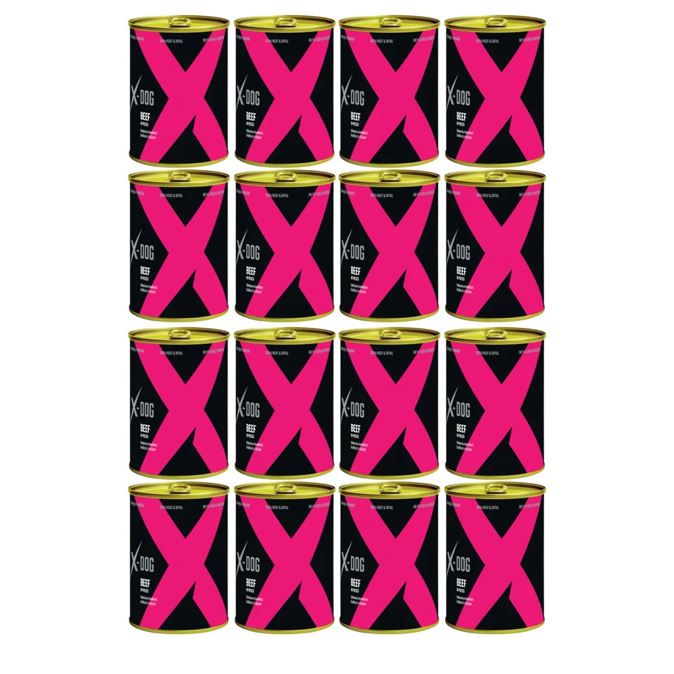 Getreidefreies Nassfutter Hund Hundefutter 16x 800g mit Rind in Stücken X-DOG - Bild 3 von 4