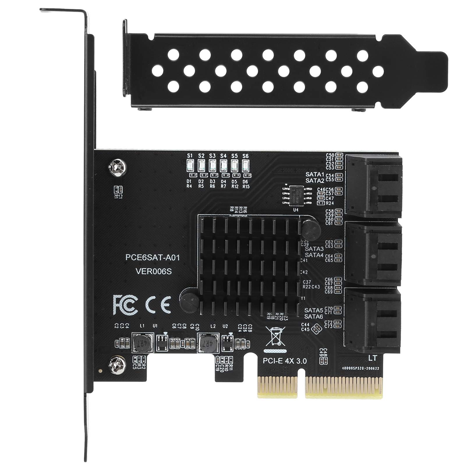 Carte PCIe vers 6 ports SATA 3.0 pour étendre le stockage de sauvegarde multimédia