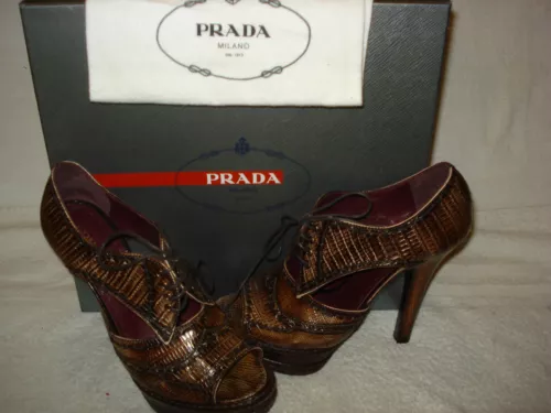 100 % AUTHENTIQUE FEMMES PRADA CROCODILE PLATEFORME TALONS/ESCARPINS/SANDALES US 9,5