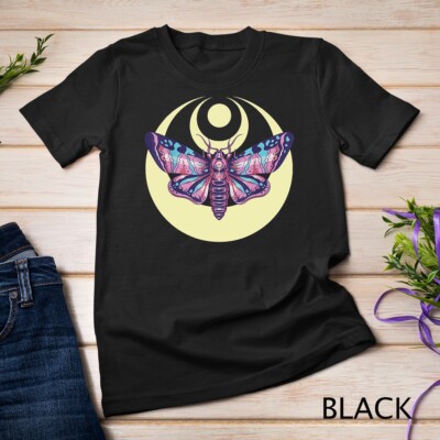 Moth And Crescent Moon Witchy Pastel Goth Witchy Celestial Unisex T-shirt