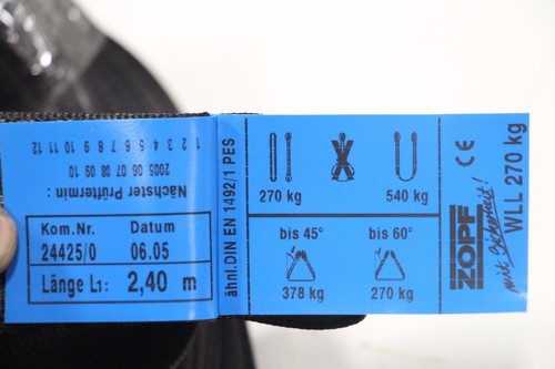 Lot of (25) ZOPF Black 595-1190 lb Cap. Lifting Tow Strap Sling 7' x 1-7/8" - Picture 3 of 6