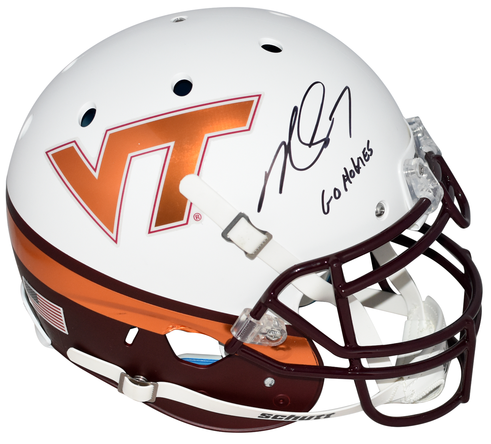 Michael Vick Autographed Signed Virginia Tech Hokies VIRGINIA TECH WHITE FULL SIZE AUTHENTIC HELMET W/ GO HOKIES 