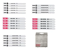 Jigsaw Blades Set U-Shank with Case for Wood Metal fit Black+Decker - 24 Pieces