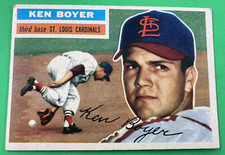 1956 Topps # 14 Ken Boyer Gray Back Card  St Louis Cardinals