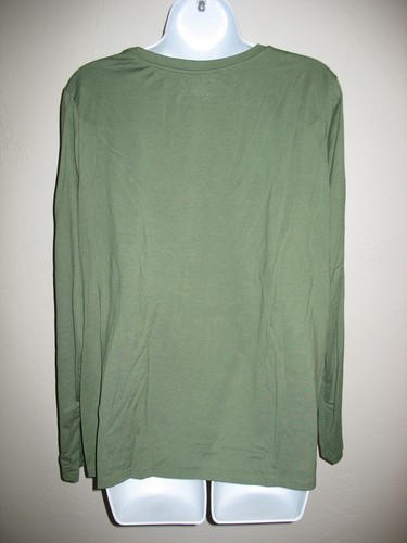 Time and Tru Long Sleeve Tee Shirt Sz XXL Olive Green Crew Neck Womens Lightweig - Picture 3 of 8