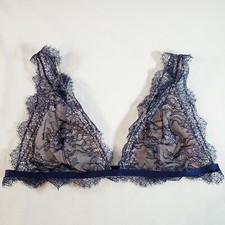 Victoria's Secret Dream Angels Bralette Large Ensign Blue Chantilly Lace