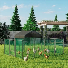 Heavy Duty Large Chicken Run Cage Walk Coop Pet Kennel Running Hutch with Roof