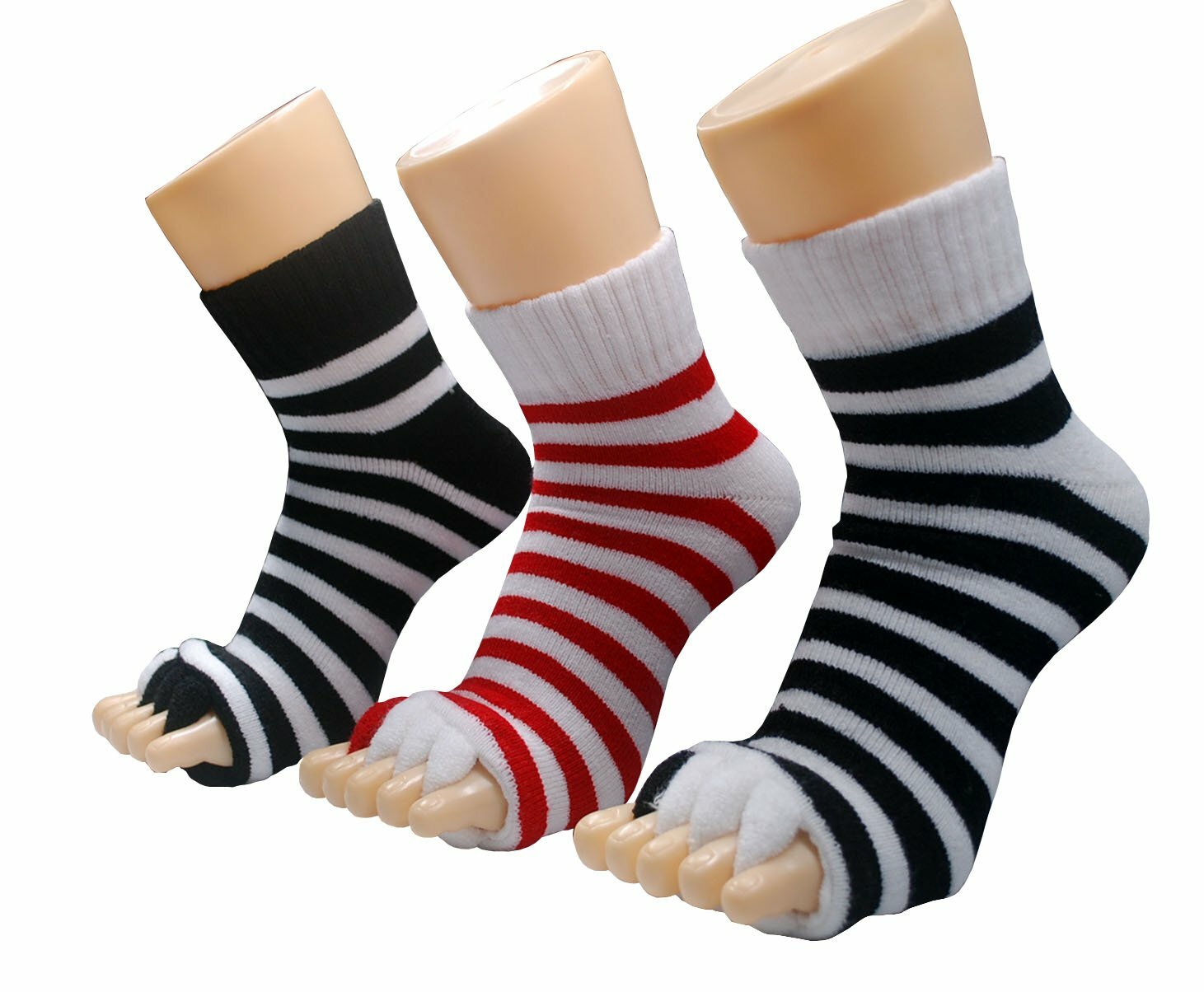 Open Toe Socks Toes Separator Spacer Foot Pain Relief Stripes Soft Spa