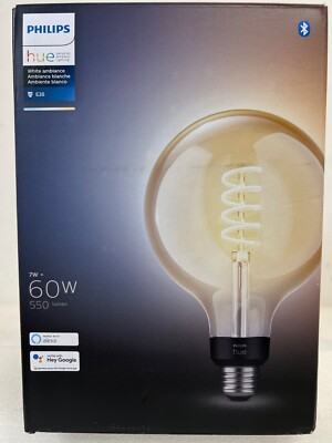 Philips Hue White Ambiance Filament G40 Globe -E26- Smart LED Bulb-FREE S/H