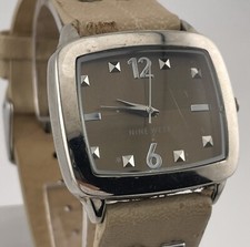 Nine West Watch Womens 36mm Case Brown Band Quartz Analog Three Hands