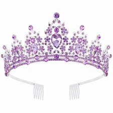 Tiaras for Women Purple Crown Crystal Tiara Crowns for Women Princess Crown 