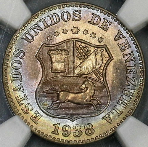 1938 NGC MS 65+ Venezuela 5 Centimos Gem Mint State Coin (17121801D)
