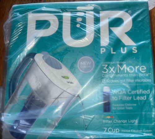 PUR PLUS 7 Cup Pitcher Filtration System w/Filter Change Light - Ocean Blue NEW - Picture 4 of 5