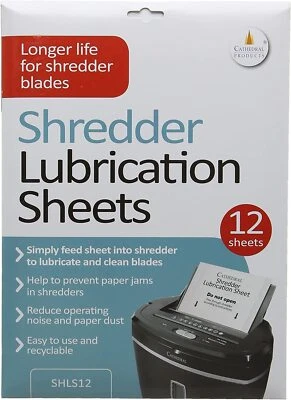 Cathedral Products Paper Shredder Lubrication Oil Sheets (Pack of 12)