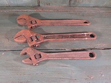 Lot de 3 anciennes clés a molette en acier forgé american USA ww2 french antique
