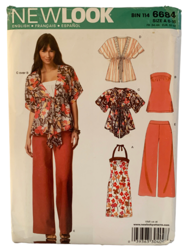 New Look Sewing Pattern 6684 Misses Tops Coverup Dress Pants Knits Sizes 6-16 - Picture 1 of 3