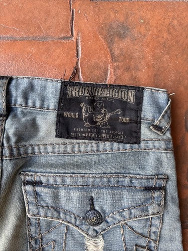 Y2K True Religion Ricky Super Distressed T Rope Jeans Men's 32 Made in USA - Picture 10 of 19