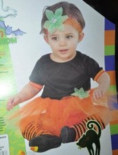 Baby Pumpkin Tutu Halloween 6/9 mths Dress, Headband Leg Warmers 4 Pc Set Girls