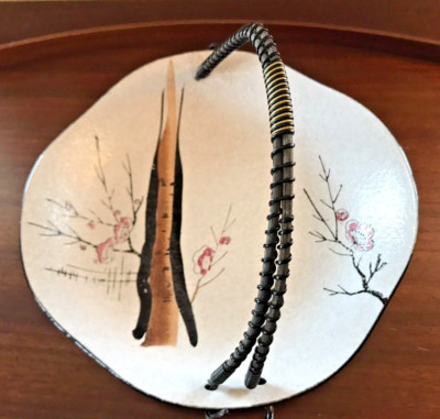 Vintage 1961 Inarco Asian Inspired Pottery Candy Dish Wire Wrapped Handle Japan