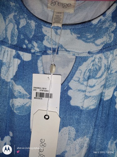 Greige Denim Floral Midi Dress NWT L - Picture 6 of 6