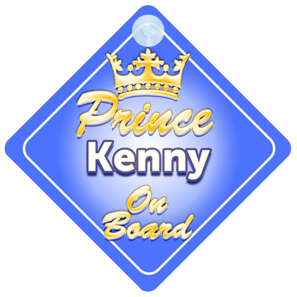 MYBABYONBOARD UK Letrero de coche de niño personalizado a bordo del príncipe heredero Kenny regalo para niños