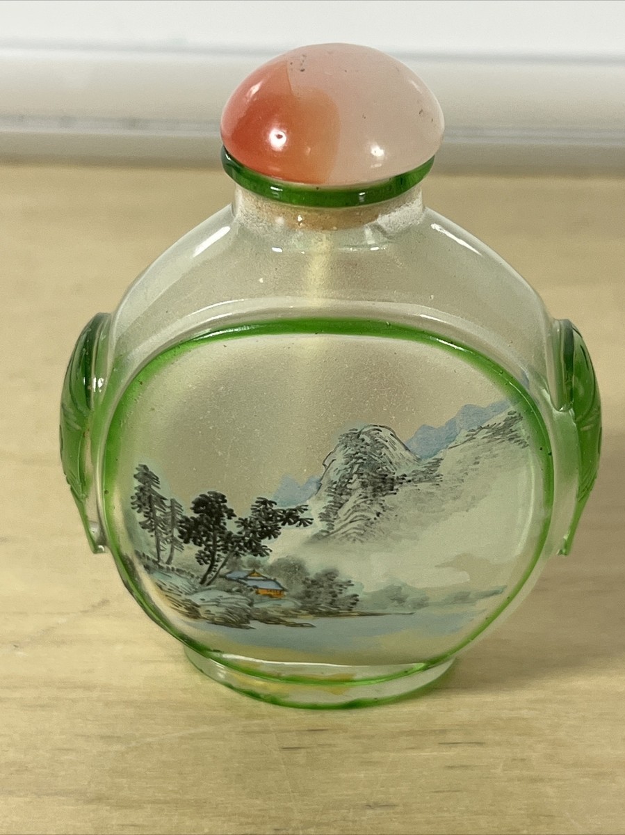 Vintage Chinese Reverse Painted Snuff Bottle Clear Red Green | eBay