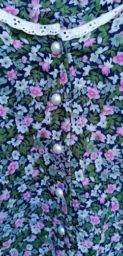 Elegant Ditsy Floral Pink Green White Black Skirt Suit Tunic Top Blouse 22 24?? - Picture 4 of 12