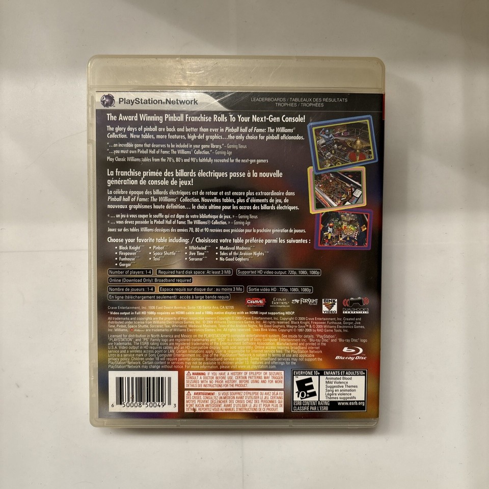 Pinball Hall of Fame The Williams Collection (Sony PlayStation 3, 2009