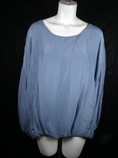 NEW COLLECTION Made in Italy Blue BLOUSE TOP ONESIZE Silk Blend OS