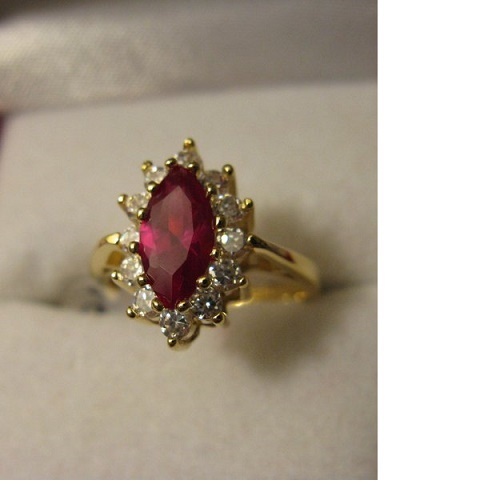 Bague Fleur 14mm Taille 58 - Aigue-marine Et Cz Sur Plaqué Or 18K (5 Microns) - Dolly-Bijoux