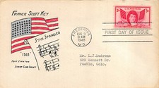 962 3c Francis Scott Key Unknown hand painted cachet 