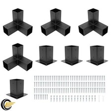 Pergola Brackets 3 Way Right Angle Corner Post Bracket Base 4" x 4" Wood Lumber
