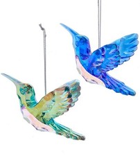 Peacock Hummingbird Ornaments, 2 Assorted