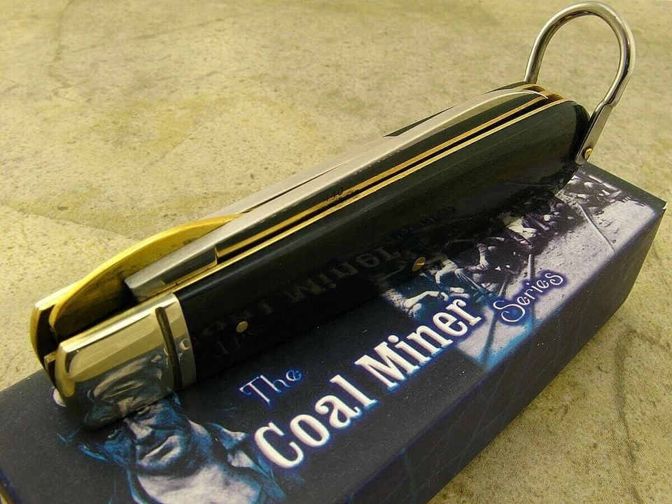 Rough Rider Pocket Knife Coal Miner Series Electricians Folding Buffalo Horn 440 - Image 3 of 3