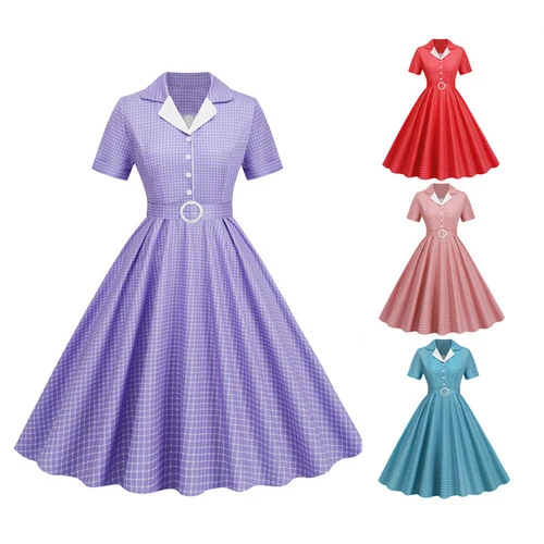 Women's Vintage 1950s Rockabilly Hepburn Cocktail Evening Swing Party Dress UK - Picture 18 of 39