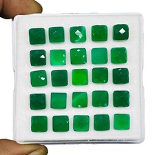 25 Pcs Natural Green Onyx 7.5mm Square Checker Cut Loose Untreated Gemstones Lot