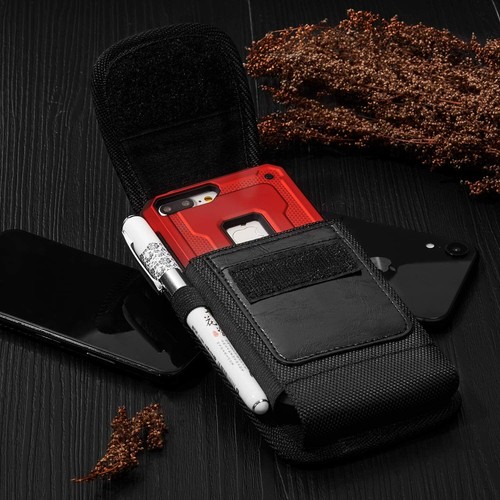 Vertical Belt Holster Phone Case Sturdy Carrying Pouch with Belt Clip Loop Ring - Picture 11 of 15