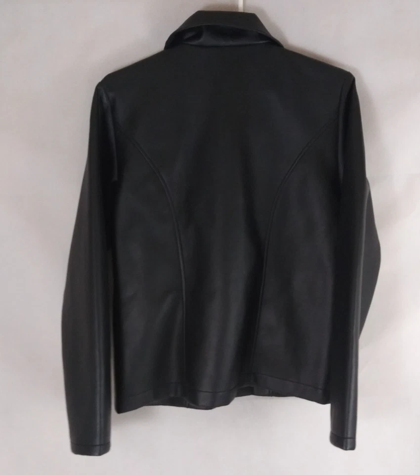 Hermosa chaqueta de cuero negra lisa Louise Paris talla pequeña Foto 3 de 4