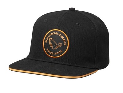 Savage Gear Badge Flatbill Cap Black Orange - Angelcap, Cappy, Angelmütze, Cap