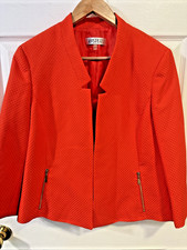 Kasper Open Front Collard Blazer 3/4 Sleeves Zip Pockets - Size 16