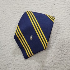 Vintage Polo Ralph Lauren Silk Tie Mens Blue Repp Striped Neckwear Pony 57"L