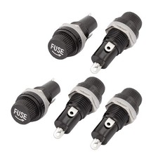AC 125V/15A 250V/10A Screw Cap Panel Mounted 5 x 20mm Fuse Holder Black 5 Pcs