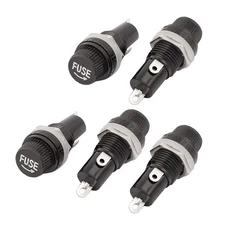 AC 125V/15A 250V/10A Screw Cap Panel Mounted 5 x 20mm Fuse Holder Black 5 Pcs